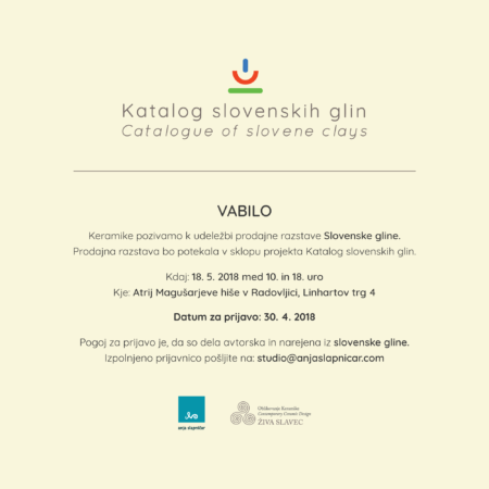 Vabilo k udeležbi prodajne razstave: Slovenske gline